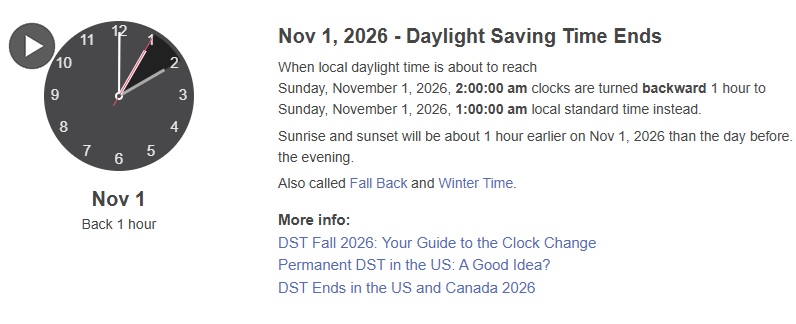 fall back 2026